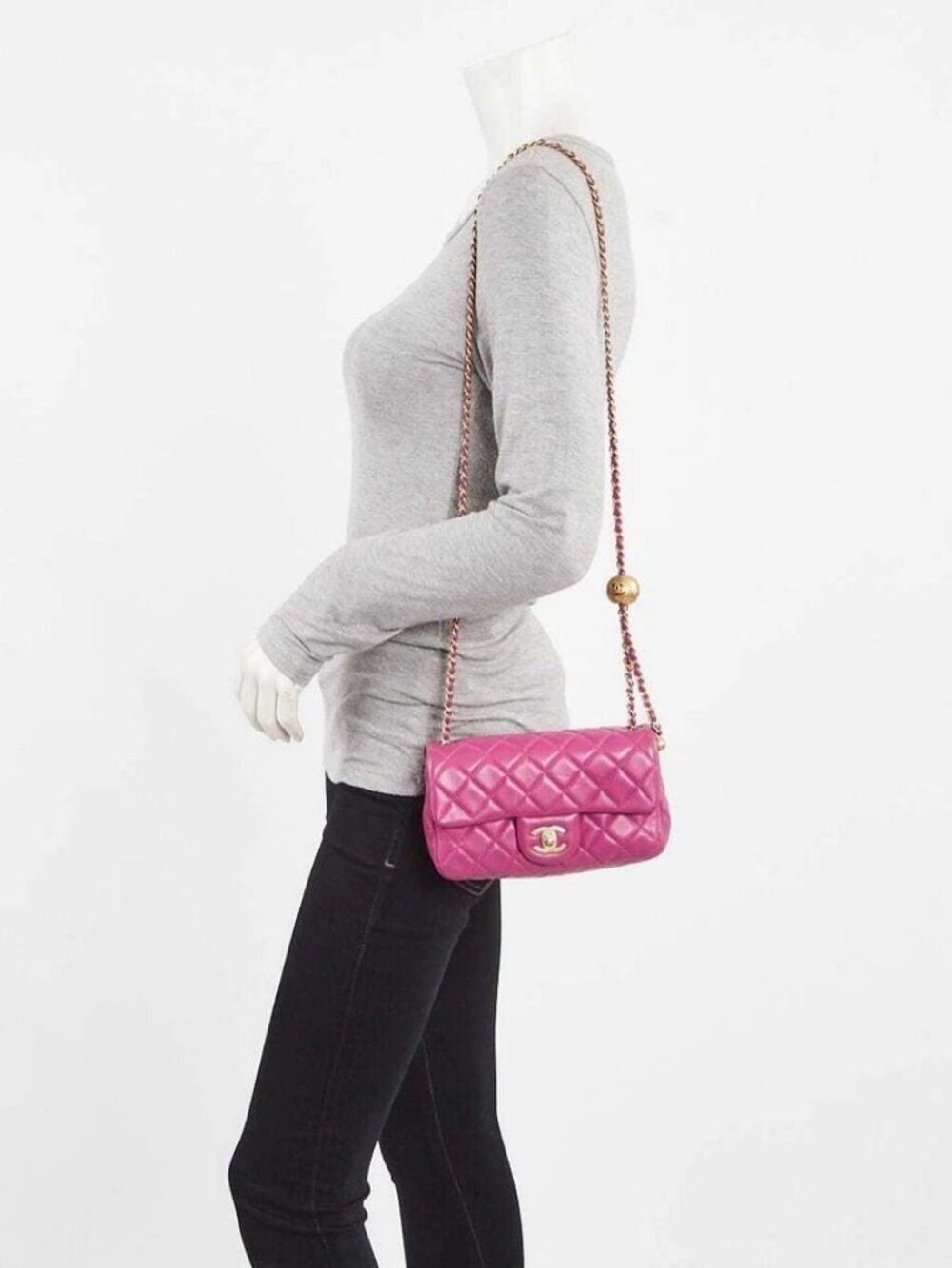 Chanel Purple Quilted Lambskin Leather Pearl Crush Rectangular Mini Flap Bag